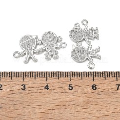 Brass Micro Pave Clear Cubic Zirconia Connector Charms for Jewelry Making&nbsp;CU-CBAAA59-01P-01