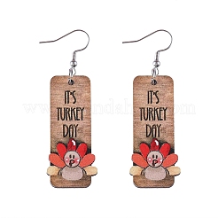 Turkey Pattern Wood Dangle Earrings&nbsp;FS-WGDB545-01