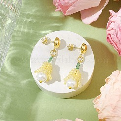 Handmade Glass Seed Beads Flower Stud Earrings&nbsp;EJEW-MZ00277