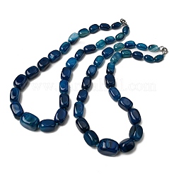 Dyed Natural Agate Cuboid Graduated Beaded Necklaces with Alloy Clasps&nbsp;NJEW-C113-01H