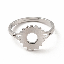 Non-Tarnish 304 Stainless Steel Sunflower Adjustable Ring for Women&nbsp;RJEW-B027-17P