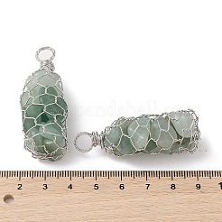 Rack Plating Copper Wire Wrapped Natural Green Aventurine Chip Big Pendants&nbsp;G-C130-01P-08