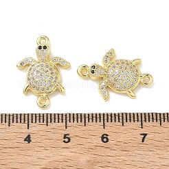 Brass Micro Pave Clear Cubic Zirconia Sea Animals Connector Charms&nbsp;KK-H280-01A-G
