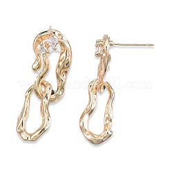 Clear Cubic Zirconia Interlocking Twist Oval Dangle Stud Earrings&nbsp;EJEW-N012-50LG