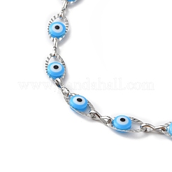 Evil Eye Plastic Link Chain Necklace&nbsp;NJEW-H169-03P-05