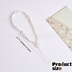 Moon & Star & Disc Beaded Chain Mobile Strap&nbsp;HJEW-SW00020-02