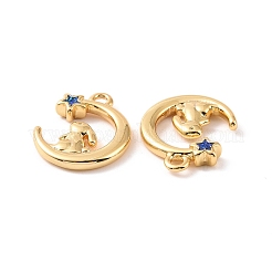 Moon with Rabbit Brass Enamel Pendants&nbsp;KK-G435-08G