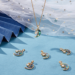 6Pcs Brass Clear Cubic Zirconia Pendants&nbsp;KK-BBC0008-50