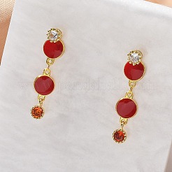 Brass Micro Pave Clear Cubic Zirconia Dangle Stud Earrings&nbsp;EJEW-M077-10G-01