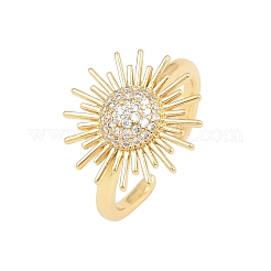 Sun Brass Micro Pave Cubic Zirconia Cuff Open Rings for Women&nbsp;CU-CBA0A21-05G