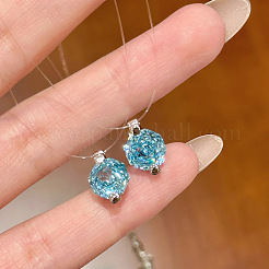 Brass Pave Cubic Zirconia Rose Flower Pendant Invisible Necklaces for Women&nbsp;WG2877B-01