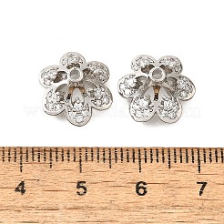 6-Petal Flower Brass Micro Pave Clear Cubic Zirconia Bead Caps&nbsp;KK-V008-32P