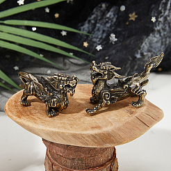 2 Pairs Brass PiXiu Figurine Display Decorations&nbsp;DJEW-FH0001-38