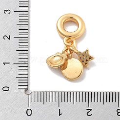 Brass Clear Cubic Zirconia Star & Shell Shape & Flat Round European Dangle Charms&nbsp;KK-M305-20G