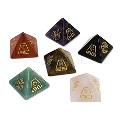 6Pcs Natural Obsidian & Red Jasper & Amethyst & Tiger Eye & Rose Quartz & Green Aventurine Orgonite Pyramid Display Decorations&nbsp;G-C186-04