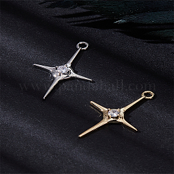 2Pcs 2 Colors 14K Brass Micro Pave Cubic Zirconia Pendants&nbsp;KK-LP0001-97