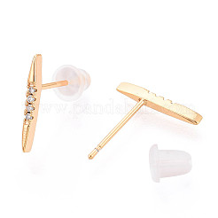 Brass Micro Pave Clear Cubic Zirconia Stud Earrings&nbsp;EJEW-T047-36G