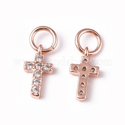 Brass Micro Pave Cubic Zirconia Tiny Cross Charms&nbsp;ZIRC-X0001-01