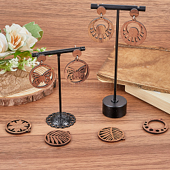 DIY Round/Flower Wood & Brass Stud Earring Jewelry Making Kits&nbsp;DIY-SC0026-57