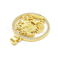 Rack Plating Brass Micro Pave Cubic Zirconia Pendants&nbsp;KK-D359-33G