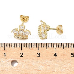 Brass Micro Pave Cubic Zirconia Stud Earrings&nbsp;EJEW-D323-05G