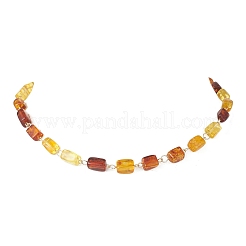 Natural Amber Cuboid Beaded Necklaces for Women&nbsp;NJEW-JN05914