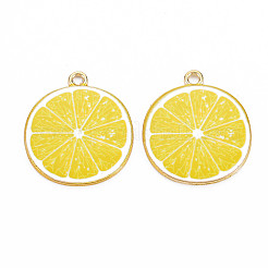 Light Gold Alloy Enamel Pendants&nbsp;X-ENAM-S126-125
