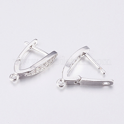 Brass Micro Pave Cubic Zirconia Hoop Earring Findings with Latch Back Closure&nbsp;ZIRC-K075-30P
