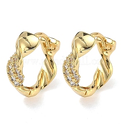 Brass Micro Pave Clear Cubic Zirconia Hoop Earrings&nbsp;EJEW-C182-05A-G
