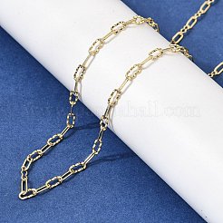 2.5MM Brass Textured Oval Link Chain Necklaces for Women&nbsp;NJEW-F366-06A-G