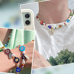 100Pcs Flat Round Handmade Millefiori Glass Beads&nbsp;LK-HY0001-02