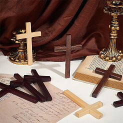 12Pcs 3 Colors Easter Wood Cross Figurines Ornaments&nbsp;DJEW-GA0001-85