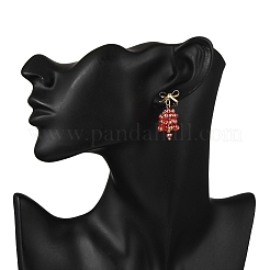 Christmas Bell Brass Dangle Stud Earrings&nbsp;EJEW-MZ00495-01