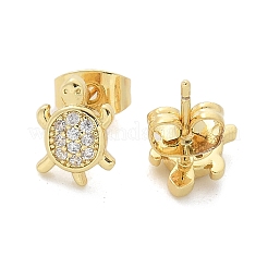 Brass Micro Pave Clear Cubic Zirconia Stud Earrings&nbsp;EJEW-M076-03G