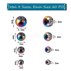 80Pcs 4 Style Rack Plating Rainbow Color 304 Stainless Steel Beads&nbsp;STAS-SZ0002-38