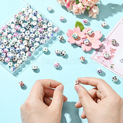 120Pcs 12 Colors Floral Printed Porcelain Beads&nbsp;PORC-SC0001-19