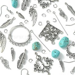 DIY Feather Wing Alloy & Synthetic Turquoise Dangle Earring Making Kits&nbsp;DIY-FS0006-34