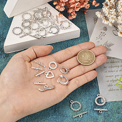54Pcs 9 Styles Tibetan Style Alloy Toggle Clasps&nbsp;FIND-TA0003-93