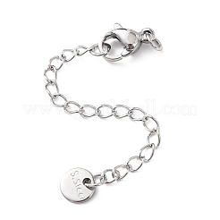 304 Stainless Steel Chain Extender with Flat Round Charms&nbsp;STAS-G383-05P