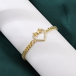 Brass Micro Pave Clear Cubic Zirconia Link Bracelets&nbsp;BJEW-Z082-03G-02