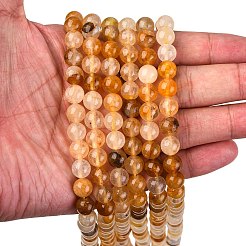 Natural Yellow Hematoid Quartz Round Beads Strands&nbsp;G-F266-09-8mm