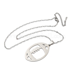 201 Stainless Steel Hollow Rugby Pendant Necklaces&nbsp;NJEW-D318-01P