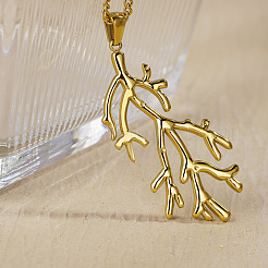 Ocean Stainless Steel Coral Shaped Pendant Necklaces for Women&nbsp;FM1038-1