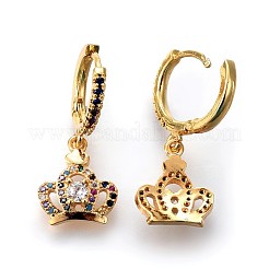 Brass Dangle Hoop Earrings&nbsp;EJEW-F190-13G