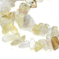 Natural Gold Rutilated Quartz Chip Bead Strands&nbsp;G-M205-18