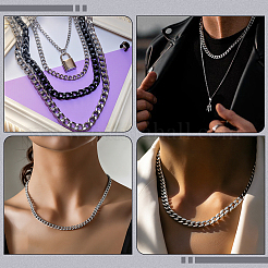 1Pc 304 Stainless Steel Cuban Link Chain Necklaces for Men Women&nbsp;NJEW-SP0001-23A