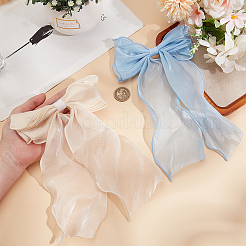 2Pcs 2 Colors Big Bowknot Organza Hair Barrettes&nbsp;AJEW-CP0008-32