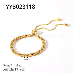 Adjustable Stainless Steel Round Beads Slider Bracelets&nbsp;NC9916-1