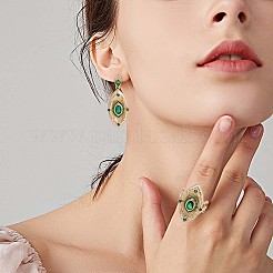 Green Cubic Zirconia Evil Eye Dangle Stud Earrings&nbsp;JE997A