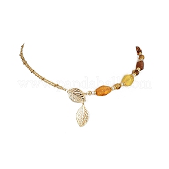 304 Stainless Steel Leaf Pendant Necklaces&nbsp;NJEW-JN06038